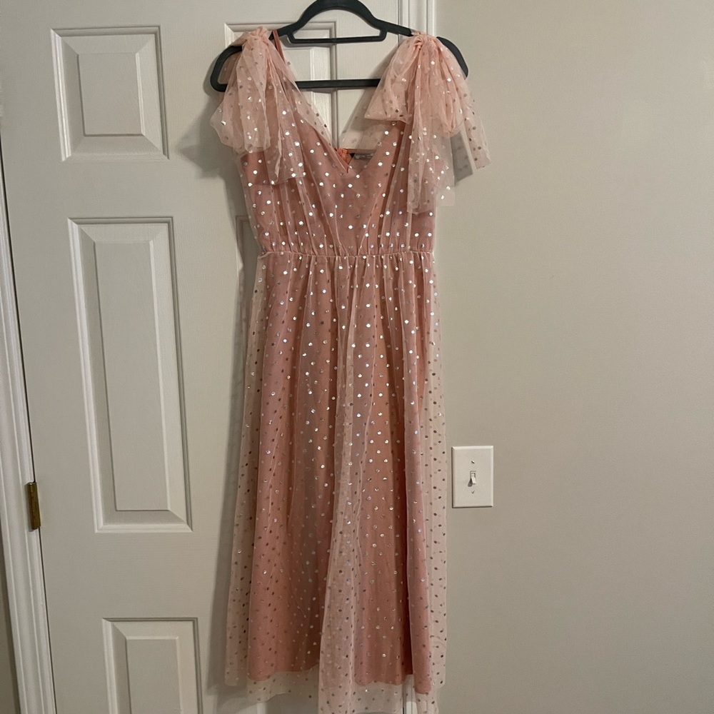 XS Pink Polka dot midi dress